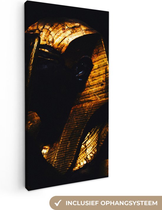 Canvas schilderij - Foto op canvas - Muurdecoratie - Farao - Egypte - Goud - Luxe - Zwart - 20x40 cm
