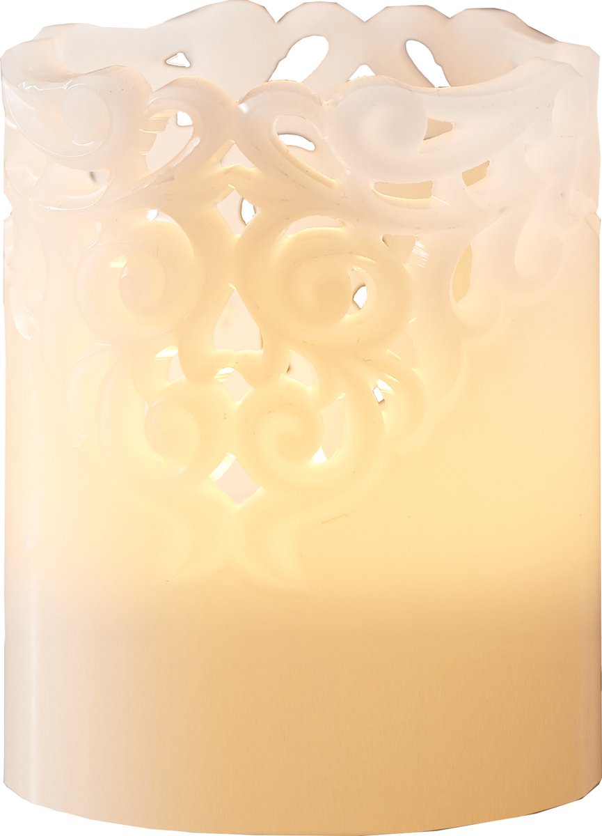 Star Trading LED-kaars Clary vanStar Trading, kaarslicht warm wit met timer, op batterijen werkende kerstversiering voor binnen van witte was, hoogte: 10 cm