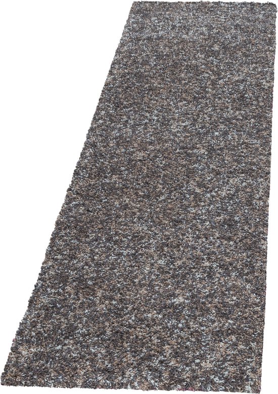 Tapis Flycarpets Lorium Runner - Taupe / Grijs / Beige - Poil long - 80x150 cm