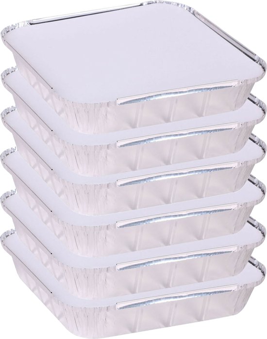 Elite Meal prep voedsel bewaar bakjes - Aluminium - 9x - 25 x 25 x 5 cm - met deksel