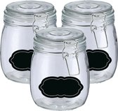 Weckpot/inmaakpot - 6x - 750 ml - glas - met beugelsluiting - incl. etiketten