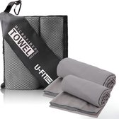 U Fit One Microvezel Sporthandoeken - Grijs - Sneldrogend - Absorbatie - Sports Towel - 2 Stuks