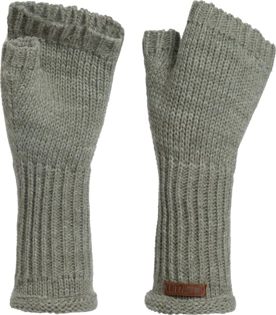Knit Factory Cleo Gebreide Dames Vingerloze Handschoenen - Handschoenen voor in de herfst & winter - Groene handschoenen - Polswarmers - Urban Green - One Size