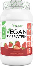 Vit4ever - Vegan 7K Protein - 1kg - Arôme Fraise - Poudre de protéine végétale Puur avec protéines de riz, d'amande, de soja, de pois, de chanvre, de canneberge et de tournesol
