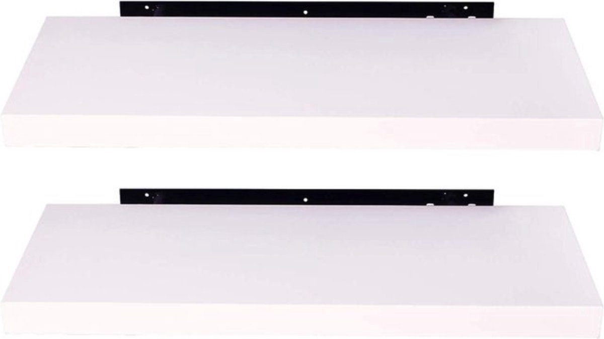 Wandplank Didi - Wit - 25cm - Wandrek - Zwevende wandplanken tegen muur - Wandrek - Fotoplank kinderkamer - Boekenplank - Hout MDF - Set van 2