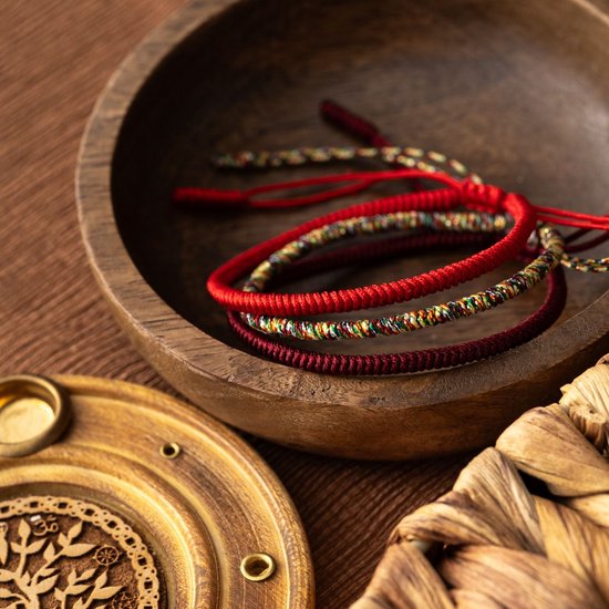 Exinox Tibetaanse spirituele armband, voor dames en heren, handgemaakt, traditionele boeddhistische knoop, turkoois