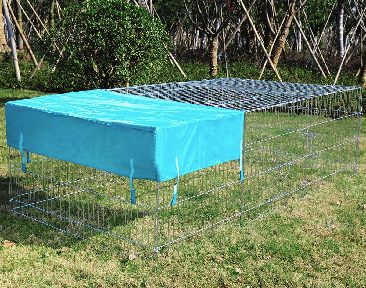 Happyment Luxe Dierenren XL - Ren - Kippenren - Puppyren - Kattenren - Konijnenren - Knaagdierenren - Hondenbench - Zilver - 180x120x60cm thumbnail 7