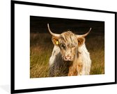 Fotolijst incl. Poster - Schotse Hooglander - Licht - Gras - Dieren - 90x60 cm - Posterlijst