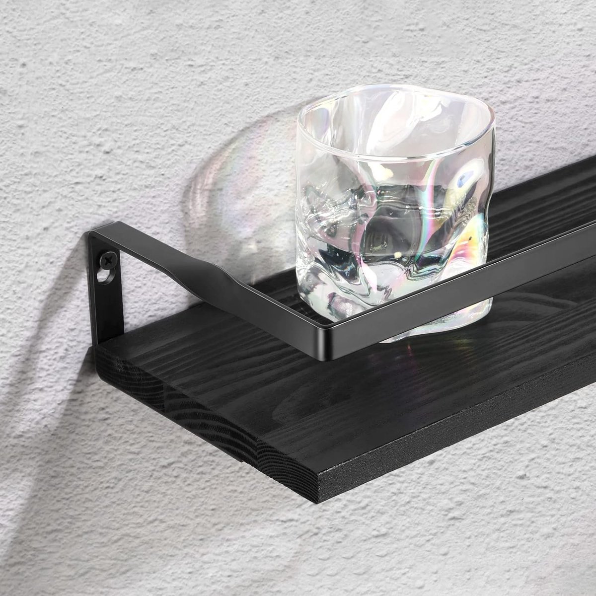 Lot De 2 étagères Murales En Bois 40 Cm - Noir Mat - Installation Facile, Supporte 10 Kg - Pour Cuisine, Salle De Bain, Bureau