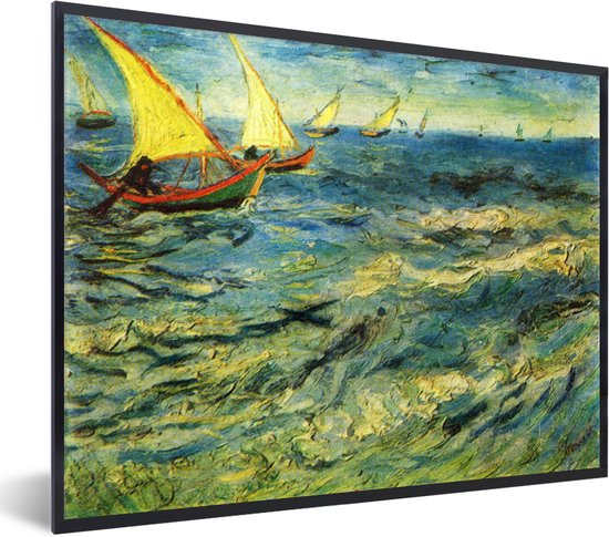 Cadre photo avec affiche - Bateaux de pêche en mer - Vincent van Gogh - 80x60 cm - Cadre pour affiche