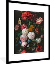 Poster in lijst - Schilderij - Bloemen - Jan Davidsz. de Heem - Fotolijst - Poster - Wanddecoratie - 60x80 cm - Kamerdecoratie - Woonkamer