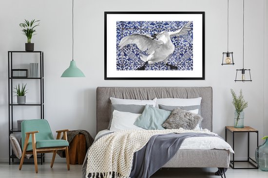 Cadre photo avec affiche - Cygne - Art - Bleu de Delft - Peinture - Maîtres anciens - 120x80 cm - Cadre pour affiche