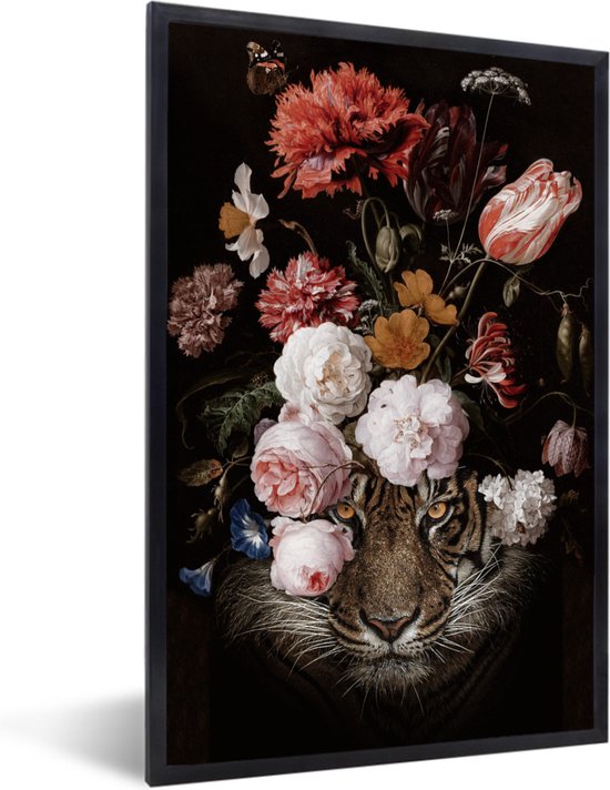 Fotolijst incl. Poster - Bloemen - Jan Davidsz de Heem - Tijger - Schilderij - Stilleven - Oude meesters - 20x30 cm - Posterlijst