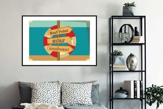 Illustration 'Surf Point Surf Equipment' avec bouée de sauvetage 120x80 cm