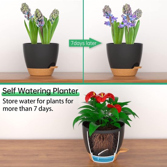Pot de fleurs en plastique à arrosage automatique, jardinière, pots d'intérieur  et d'extérieur, maison