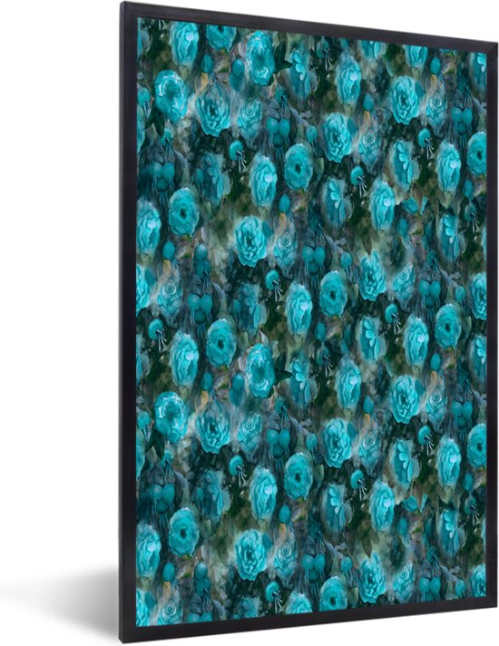 Cadre photo avec affiche - Fleurs - Roses - Blauw - 80x120 cm - Cadre pour affiche
