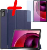 Hoesje Geschikt voor Lenovo Tab M10 5G Hoes Case Tablet Hoesje Tri-fold Met Screenprotector - Hoes Geschikt voor Lenovo Tab M10 5G Hoesje Hard Cover Bookcase Hoes - Donkerblauw