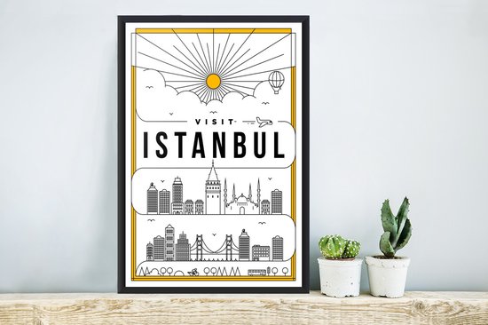 Photo encadrée - Vue ville Istanbul - Cadre photo blanc noir sans passe partout 40x60 cm - Affiche encadrée (Décoration murale salon / chambre)
