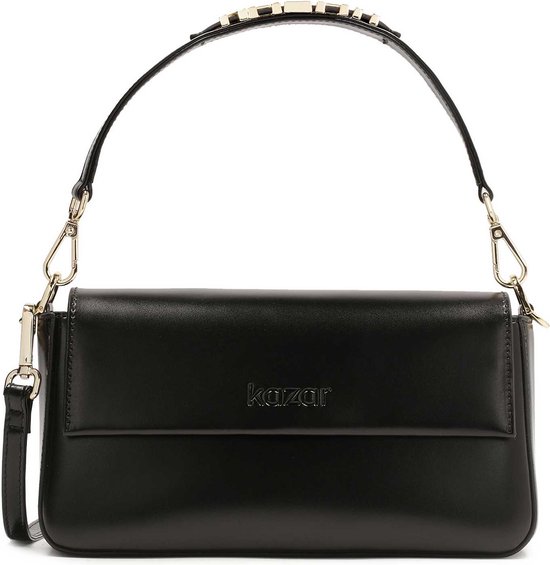 Elongated small belt handbag with striking metal detailing