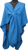 Audry poncho- Accessories Junkie Amsterdam- Dames- Hersft winter- Gebreide sjaal- Omslagdoek met geweven lus- Kabalt blauw met goud lurex