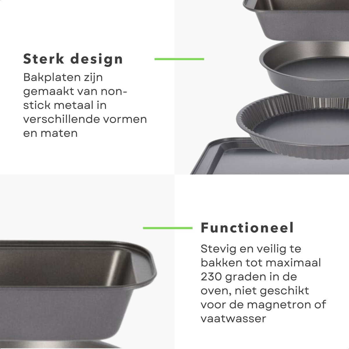 Bakvormen Set - Bakplaat - Rechthoekige Bakvorm - Ronde Bakvorm - Bakplaat - Anti-Aanbak Coating - Taartvorm - 4 Stuks - Inclusief EBOOK – foto 3