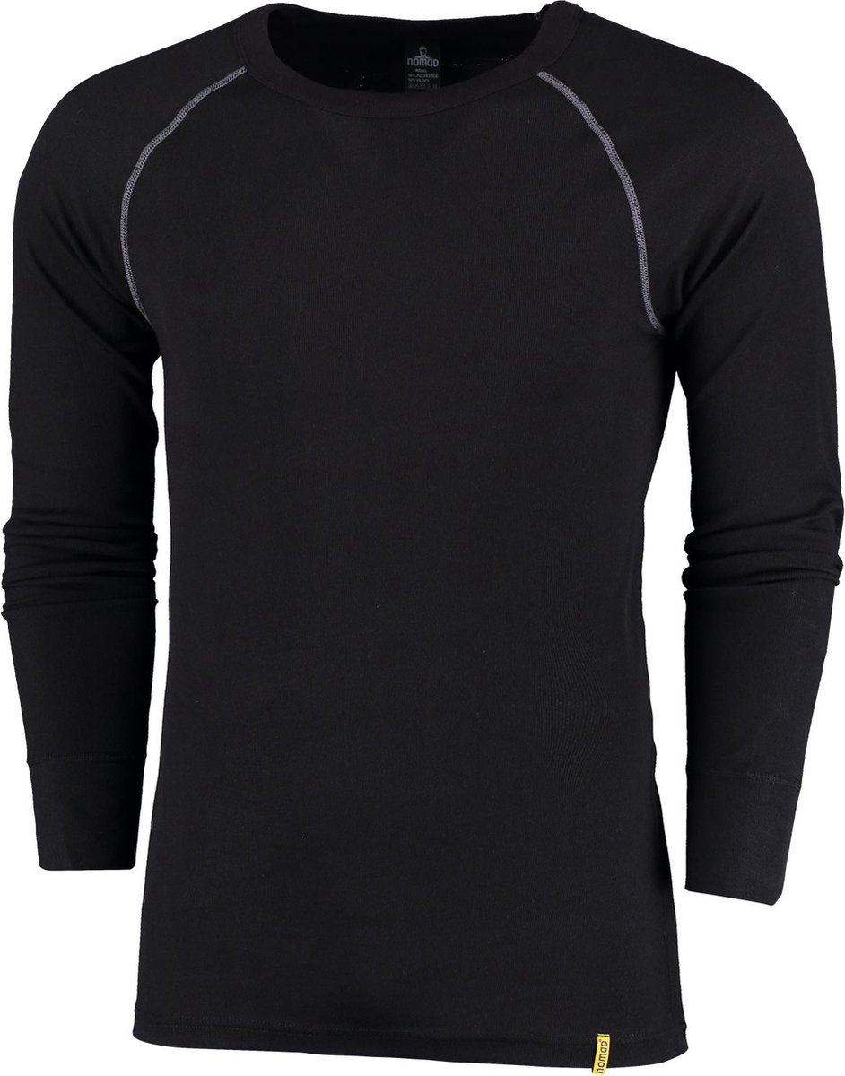 NOMAD® Lichtgewicht Thermoshirt Heren | Lange mouwen | XL | Naadloze afwerking | Droog & Warm | Zwart