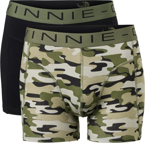 Vinnie-G Boxershorts 2-pack Black/Army Green Combo - Maat XXL - Heren Onderbroeken Zwart/Legerprint- Geen irritante Labels - Katoen heren ondergoed