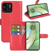 Motorola Edge 40 Hoesje - MobyDefend Kunstleren Wallet Book Case (Sluiting Voorkant) - Rood - GSM Hoesje - Telefoonhoesje Geschikt Voor Motorola Edge 40