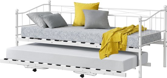 Canapé lit Jerold - Avec lit gigogne - 90x200 cm - Wit - Acier - Design Moderne