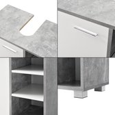 Wastafelmeubel Silvia - Badkamermeubel - 55,6x60x31 cm - Beton en Wit - Spaanplaat - Modern Design