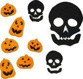 Horror gel raamstickers pompoenen en doodskoppen - 2x vellen - Halloween thema decoratie/versiering