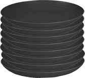 PlasticForte Rond bord/camping bord - 8x - D22 cm - zwart - kunststof