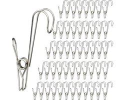 Wasknijpers, multifunctionele metalen klemmen, stormklemmen, wasgoed, sokkenklemmen voor foto's, handdoekklemmen, wasknijpers, roestvrij staal, 50 stuks