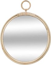 Spiegel/wandspiegel rond D38 cm rotan beige - Woondecoratie/accessoires
