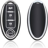 Autosleutel hoesje - TPU Sleutelhoesje - Sleutelcover - Autosleutelhoes - Geschikt voor Nissan -zwart- A3B - Auto Sleutel Accessoires gadgets - Kado Cadeau man - vrouw