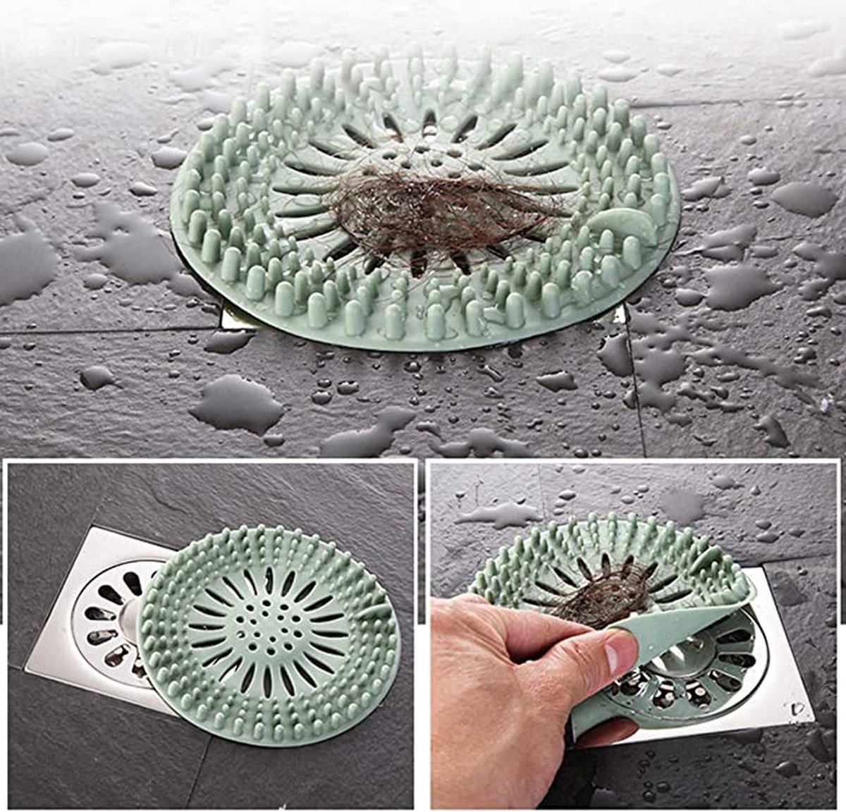 Dreamil siliconen afvoerzeef 2 stuks universeel douche haarvanger afvoerzeef voor badkamer, badkuip en keuken haarzef douche voor keuken, douche, badkuip (wit