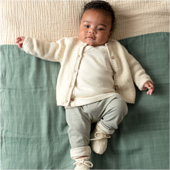 Prenatal newborn broek dubbeldoek Unisex Light Forest Green Maat 50 bol