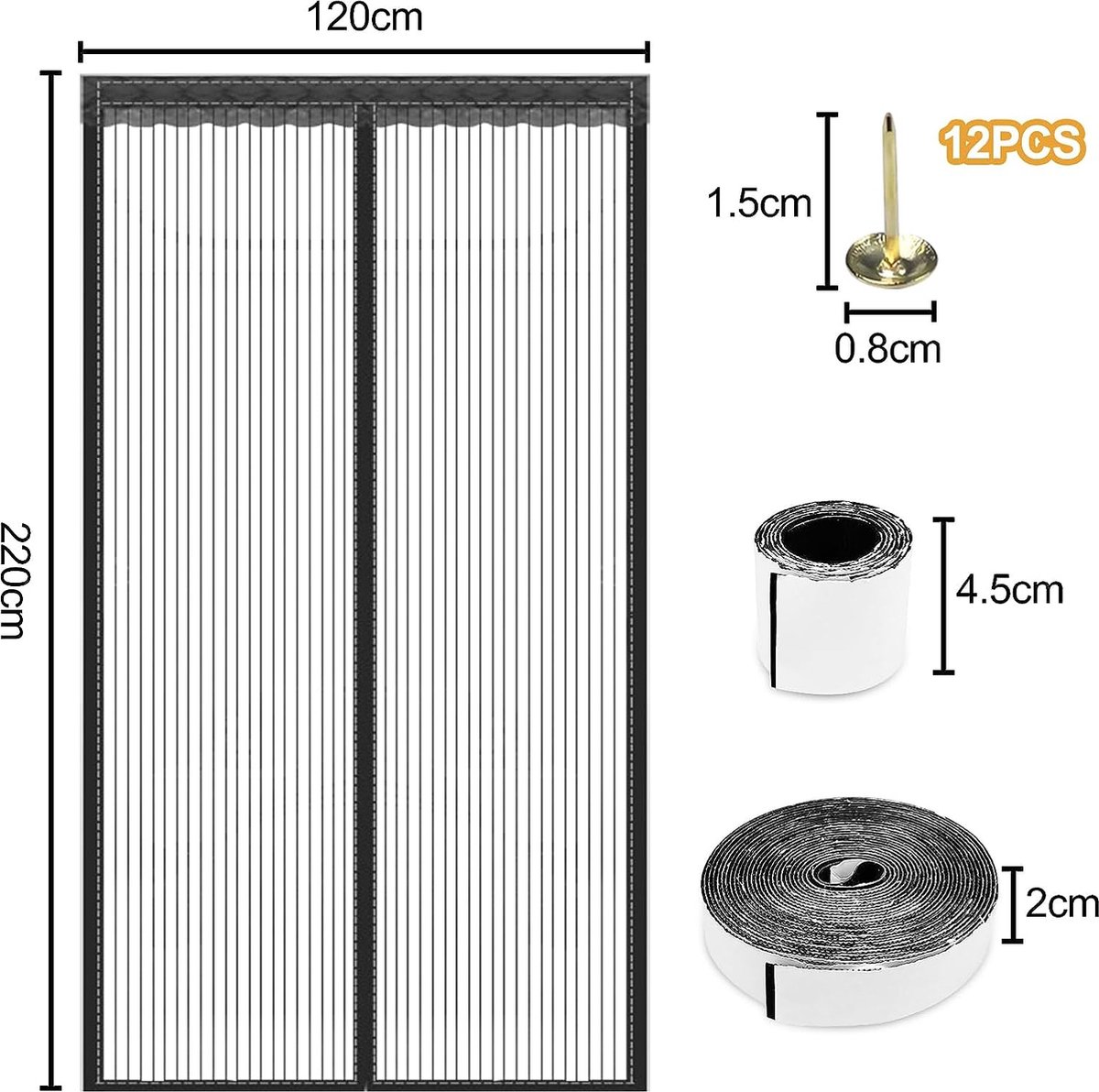 Magnetische Hordeur 122 x 120 cm, Sterke Magneten, Full