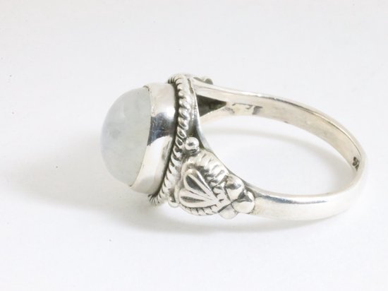 Bague artisanale en argent avec pierre de lune arc-en-ciel - taille 17