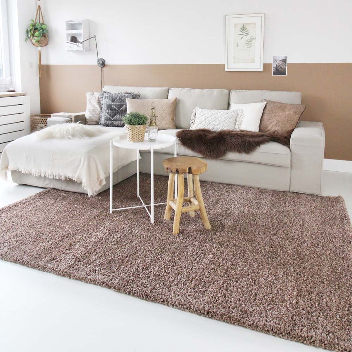 Hoogpolig vloerkleed - Shaggy Trend mokka 60x110