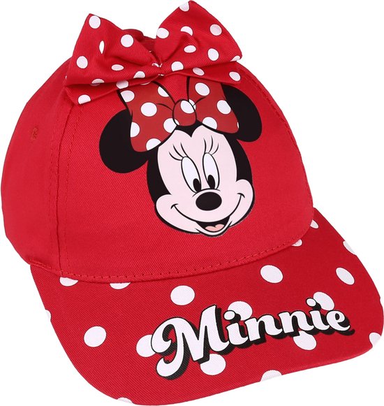 Minnie Mouse - Meisjespet, rode pet met strik / 54 cm