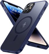 Hoesje Geschikt voor Apple iPhone 11 - Compatibel met MagSafe - Matte Beschermhoes - Back Cover met Magneet - Geschikt voor Draadloos Opladen met Magnetische Ring - Blauw