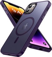 Hoesje Geschikt voor Apple iPhone 11 - Compatibel met MagSafe - Matte Beschermhoes - Back Cover met Magneet - Geschikt voor Draadloos Opladen met Magnetische Ring - Paars