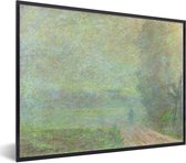 Fotolijst incl. Poster - Pad in de mist - Schilderij van Claude Monet - 80x60 cm - Posterlijst