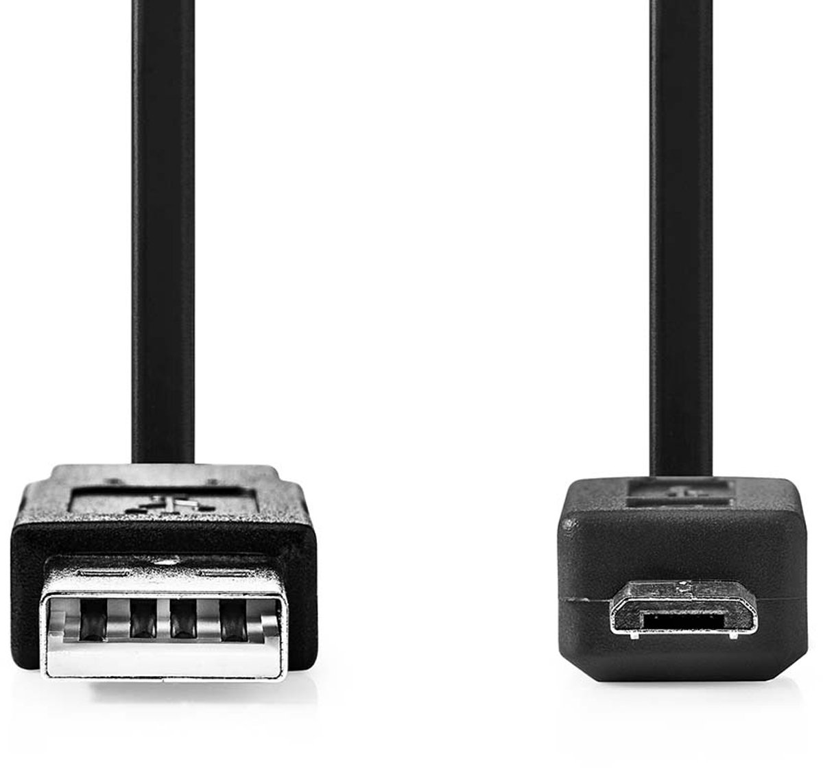 Platte USB 2.0-Kabel | A Male - Micro-B Male | 1,0 m | Zwart
