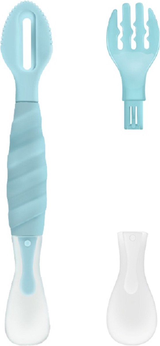 Goedkoopste Multifunctioneel Baby Bestek | Lepel Fruitmes en Vork | Siliconen | Groen