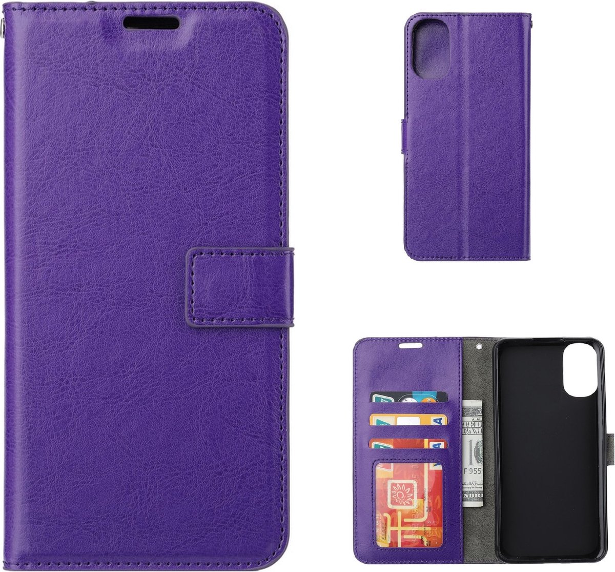 LuxeBass Hoesje geschikt voor Motorola Moto G62 - Boekhoesje - Telefoonhoes - GSM hoes - Paars gsm hoesje - telefoonhoes - telefoonhoesjes