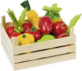 Goki Kistje met speelgoed groente en fruit - 10-delig - 13,6 x 10,6 x 6,8 cm - Speelgoedeten en -drinken