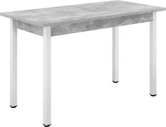 Eettafel Viviane - 120x60x75 cm - Betonkleurig en Wit - MDF - Stijlvol Design