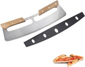 Pizza Pro Wiegmes – pizzasnijder, ideaal voor kleine hoeveelheden pizza uit Flammkuchen – roestvrij staal, hout (rubberboom), PP, ST